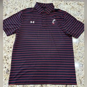 Under Armour - University of Cincinnati - Polo - Black w/ Red Stripes - Medium